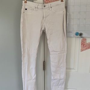 AG white denim skinny jeans